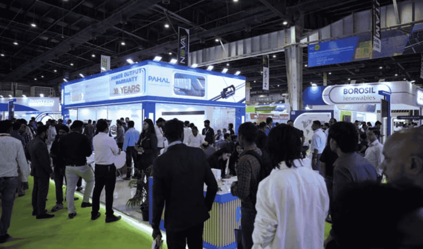 Solar modules and battery energy storage technologies showcased at REI Expo 2026.