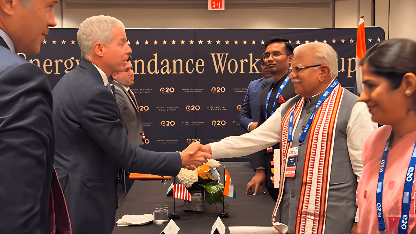 Union Power Minister Manohar Lal participates in G20 Energy Abundance Working Group meetings in Houston to discuss energy security and international cooperation.