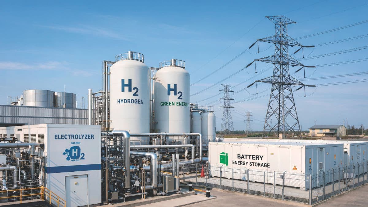 Green hydrogen infrastructure powered by clean energy supports industrial decarbonisation.